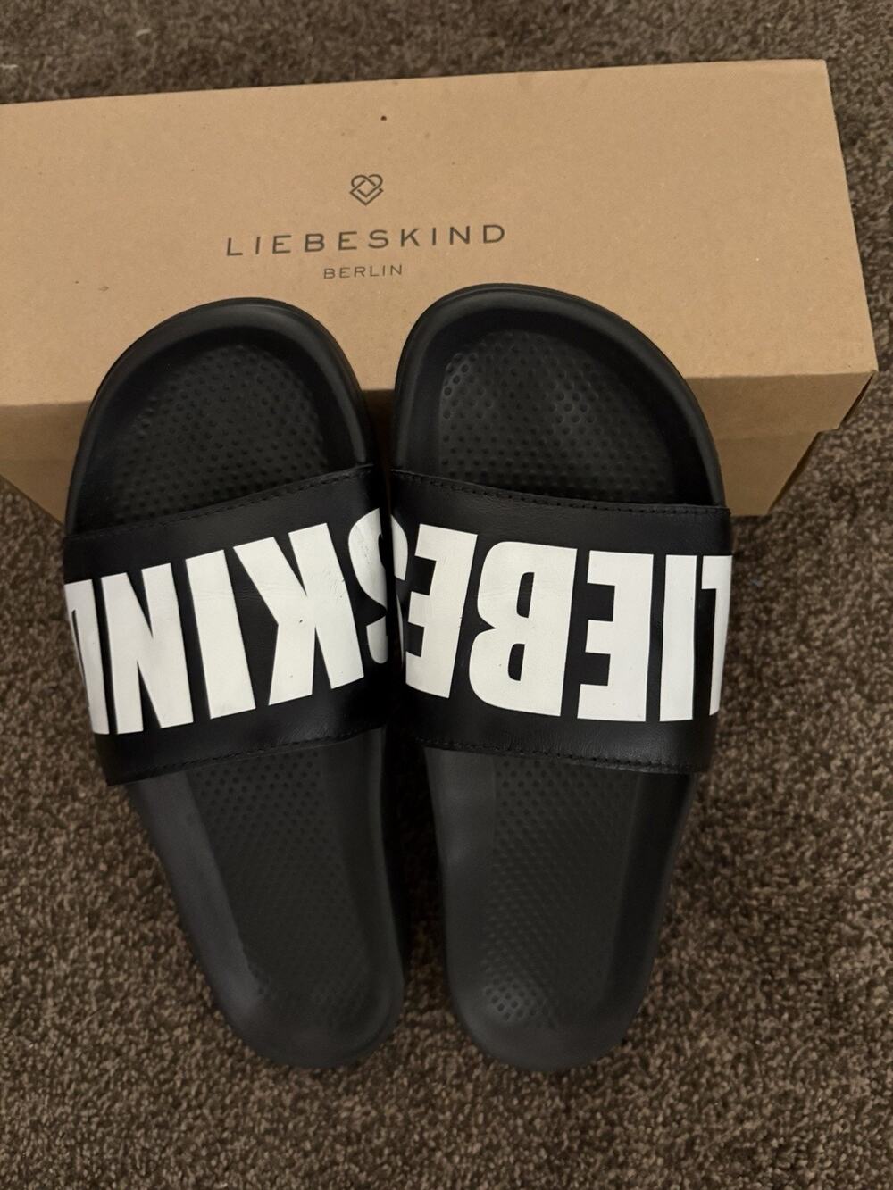 Liebeskind Berlin Nairobi Pool Slides Women 7 38 Black Streetwear Y2K Sandal NIB